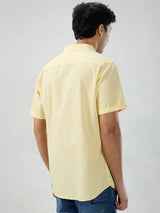 Men Shirt Solid Yellow Regular Fit