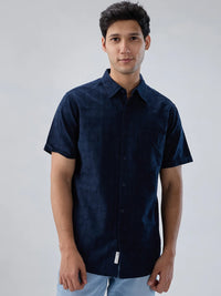 Men Shirt Solid Blue Navy Regular Fit