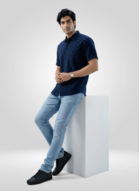 Men Shirt Solid Blue Navy Regular Fit