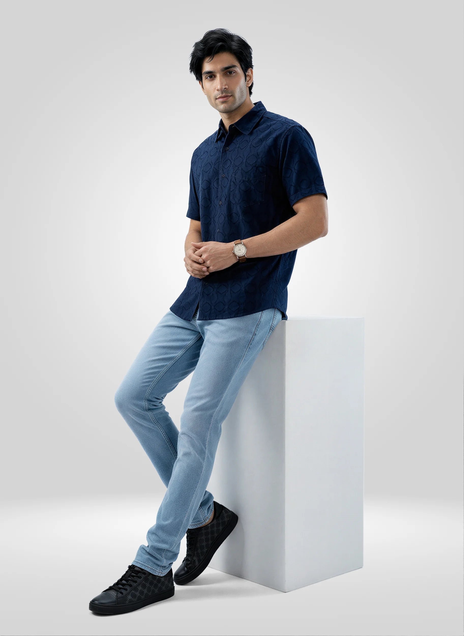 Men Shirt Solid Blue Navy Regular Fit