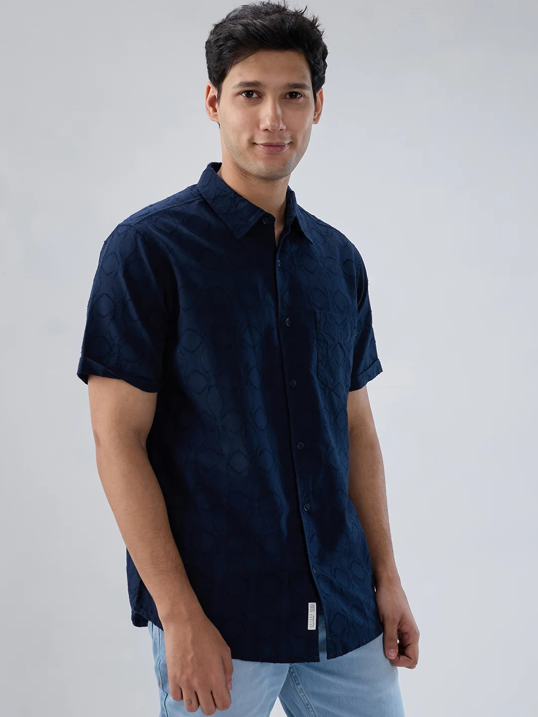 Men Shirt Solid Blue Navy Regular Fit