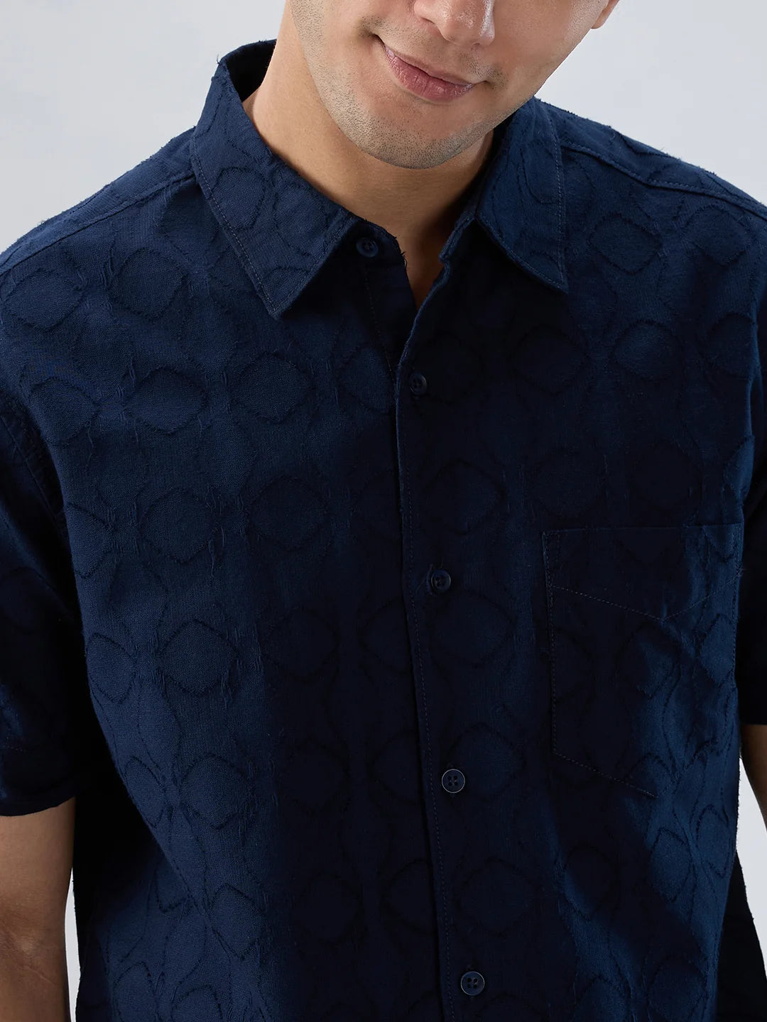 Men Shirt Solid Blue Navy Regular Fit