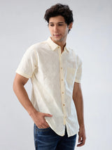 Men Shirt Solid Off White Regular Fit