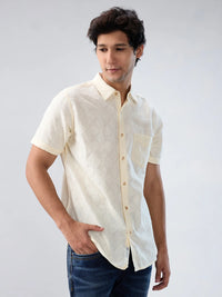 Men Shirt Solid Off White Regular Fit