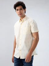 Men Shirt Solid Off White Regular Fit