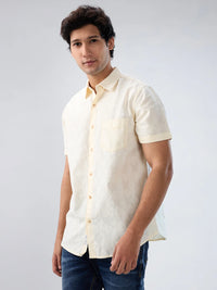 Men Shirt Solid Off White Regular Fit
