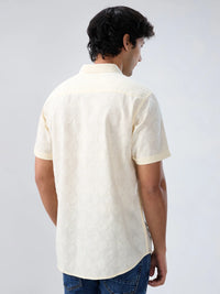 Men Shirt Solid Off White Regular Fit