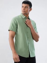Men Shirt Solid Green Regular Fit