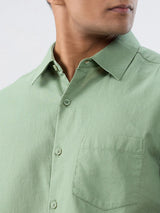 Men Shirt Solid Green Regular Fit