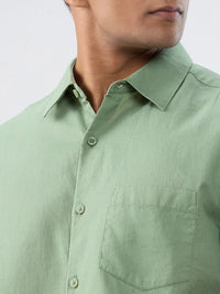 Men Shirt Solid Green Regular Fit