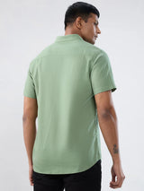 Men Shirt Solid Green Regular Fit