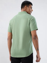 Men Shirt Solid Green Regular Fit