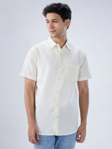 Men Shirt Solid Off White Regular Fit
