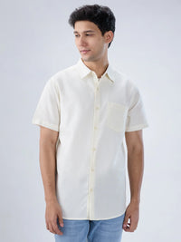Men Shirt Solid Off White Regular Fit
