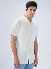 Men Shirt Solid Off White Regular Fit
