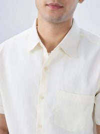 Men Shirt Solid Off White Regular Fit