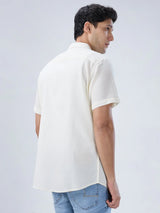 Men Shirt Solid Off White Regular Fit