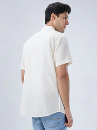 Men Shirt Solid Off White Regular Fit