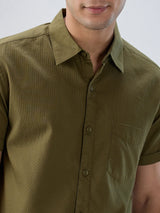 Men Shirt Solid Green Regular Fit