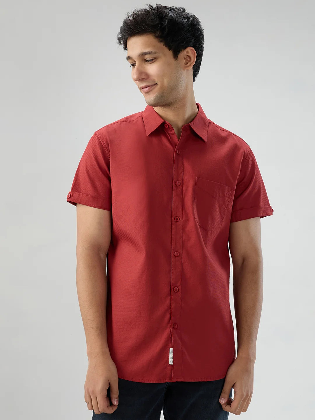 Men Shirt Solid Red Regular Fit