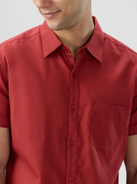 Men Shirt Solid Red Regular Fit