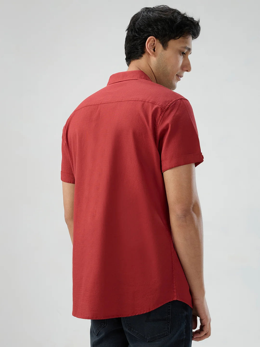 Men Shirt Solid Red Regular Fit