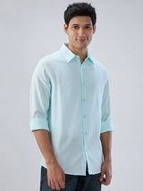Men Shirt Solid Blue Regular Fit