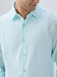 Men Shirt Solid Blue Regular Fit