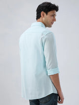 Men Shirt Solid Blue Regular Fit