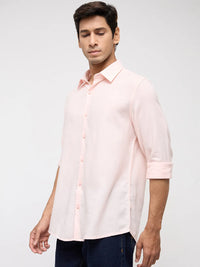 Men Shirt Solid Pink Regular Fit