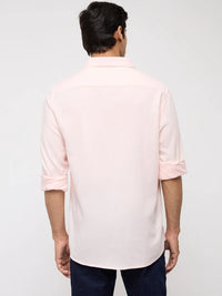 Men Shirt Solid Pink Regular Fit