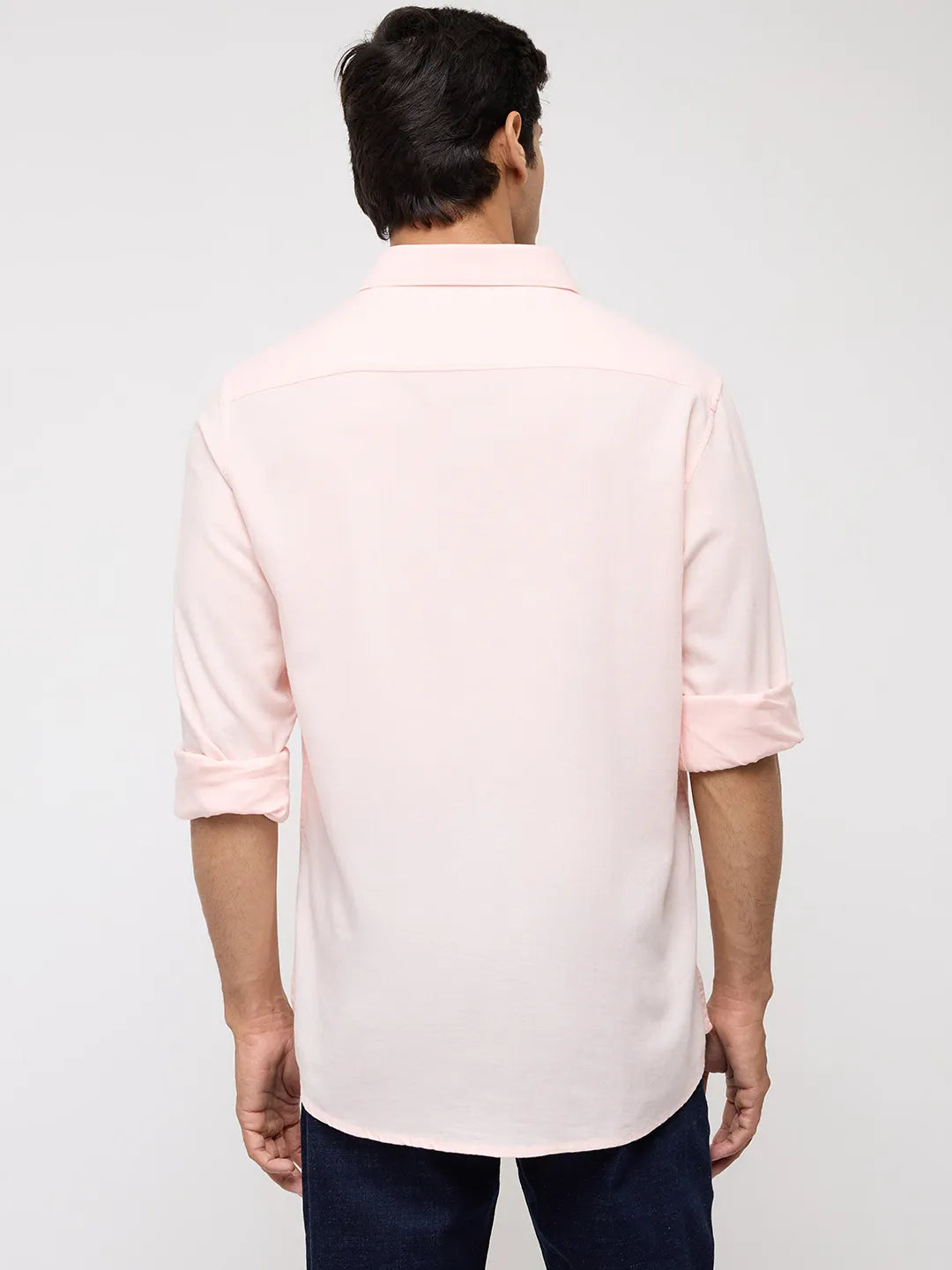 Men Shirt Solid Pink Regular Fit