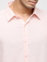 Men Shirt Solid Pink Regular Fit
