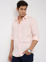 Men Shirt Solid Pink Regular Fit