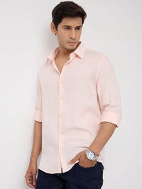 Men Shirt Solid Pink Regular Fit