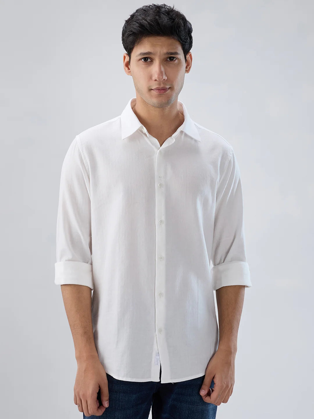Men Shirt Solid White Regular Fit