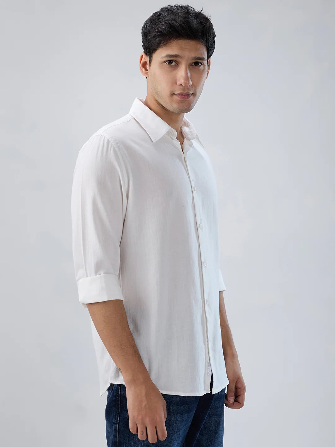 Men Shirt Solid White Regular Fit