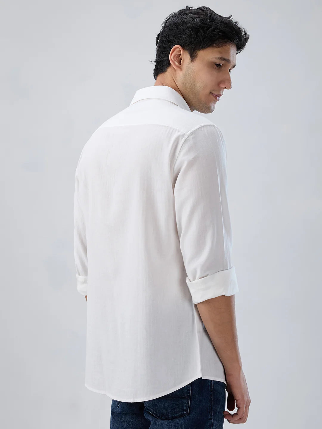 Men Shirt Solid White Regular Fit