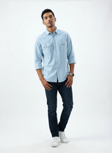 Men Shirt Solid Blue Regular Fit