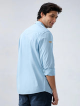 Men Shirt Solid Blue Regular Fit