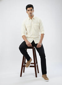 Men Shirt Solid Off White Regular Fit