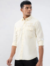 Men Shirt Solid Off White Regular Fit