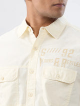 Men Shirt Solid Off White Regular Fit