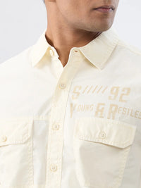 Men Shirt Solid Off White Regular Fit