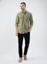 Men Shirt Solid Green Regular Fit