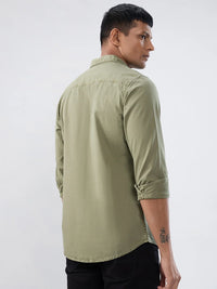 Men Shirt Solid Green Regular Fit