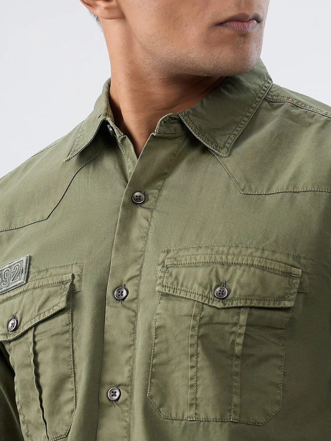 Men Shirt Solid Green Regular Fit