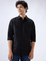 Men Shirt Solid Black Regular Fit