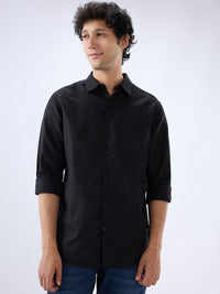 Men Shirt Solid Black Regular Fit