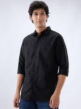 Men Shirt Solid Black Regular Fit